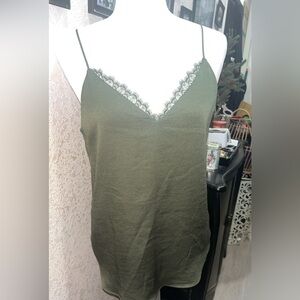 Express Dark Green Lace Cami Top